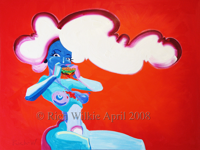 Oil Painting Rich Wilkie Kimberly Eats a Famous Star