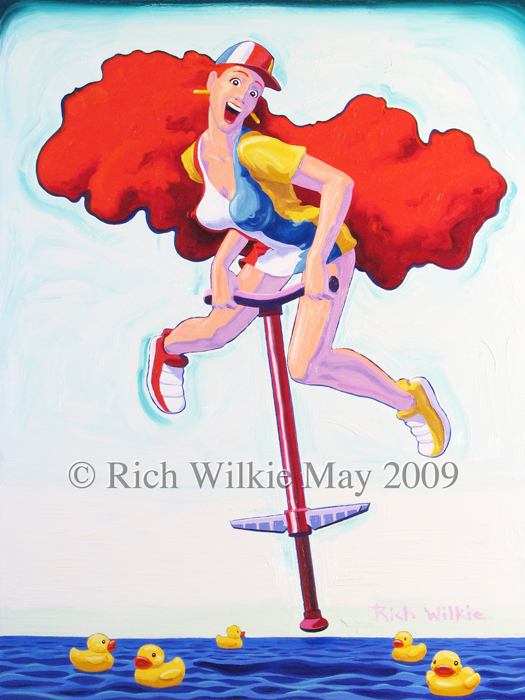 Oil Painting Rich Wilkie Hot Chick on a Stick